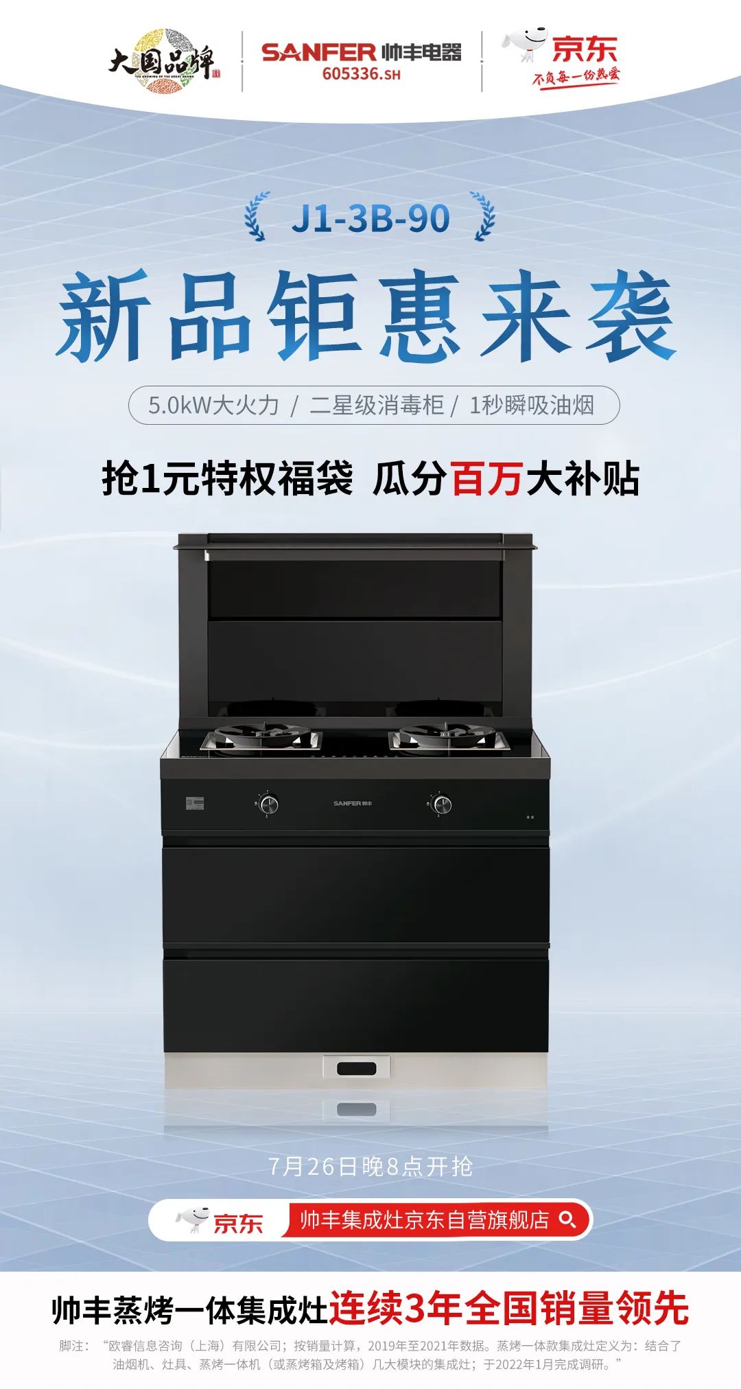 【新品首發(fā)】帥豐新款集成灶亮相京東，解鎖花樣廚房新體驗(yàn)