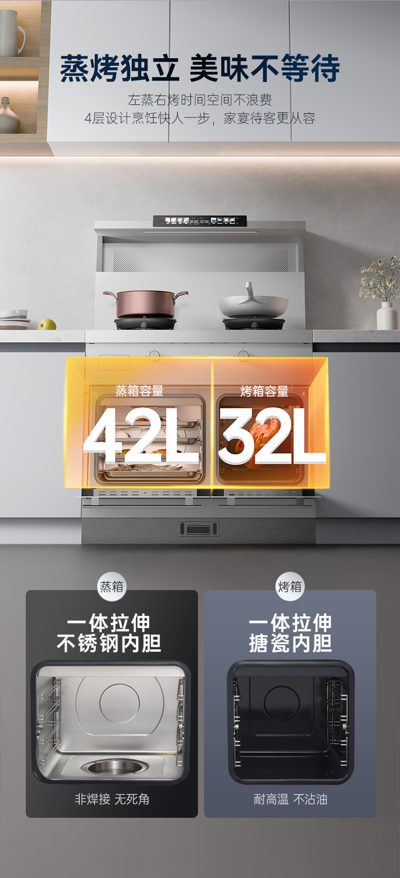 帥豐天機3蒸烤獨立（白）集成灶