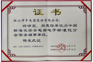 喜報：帥豐入選中國標(biāo)準(zhǔn)化協(xié)會電器電子標(biāo)準(zhǔn)化分會常務(wù)理事單位！